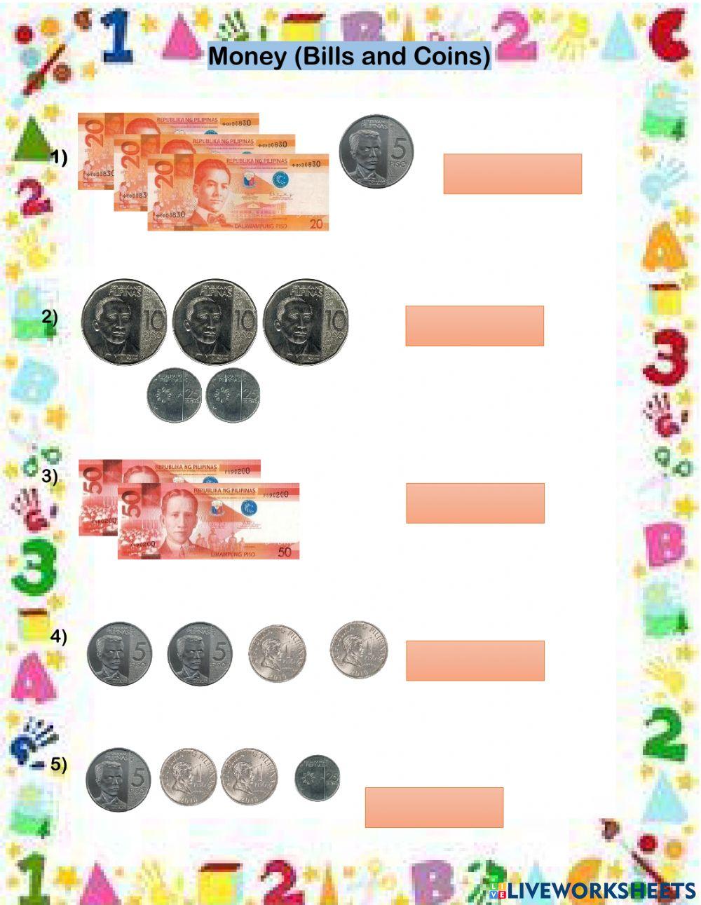 Money bills and coins