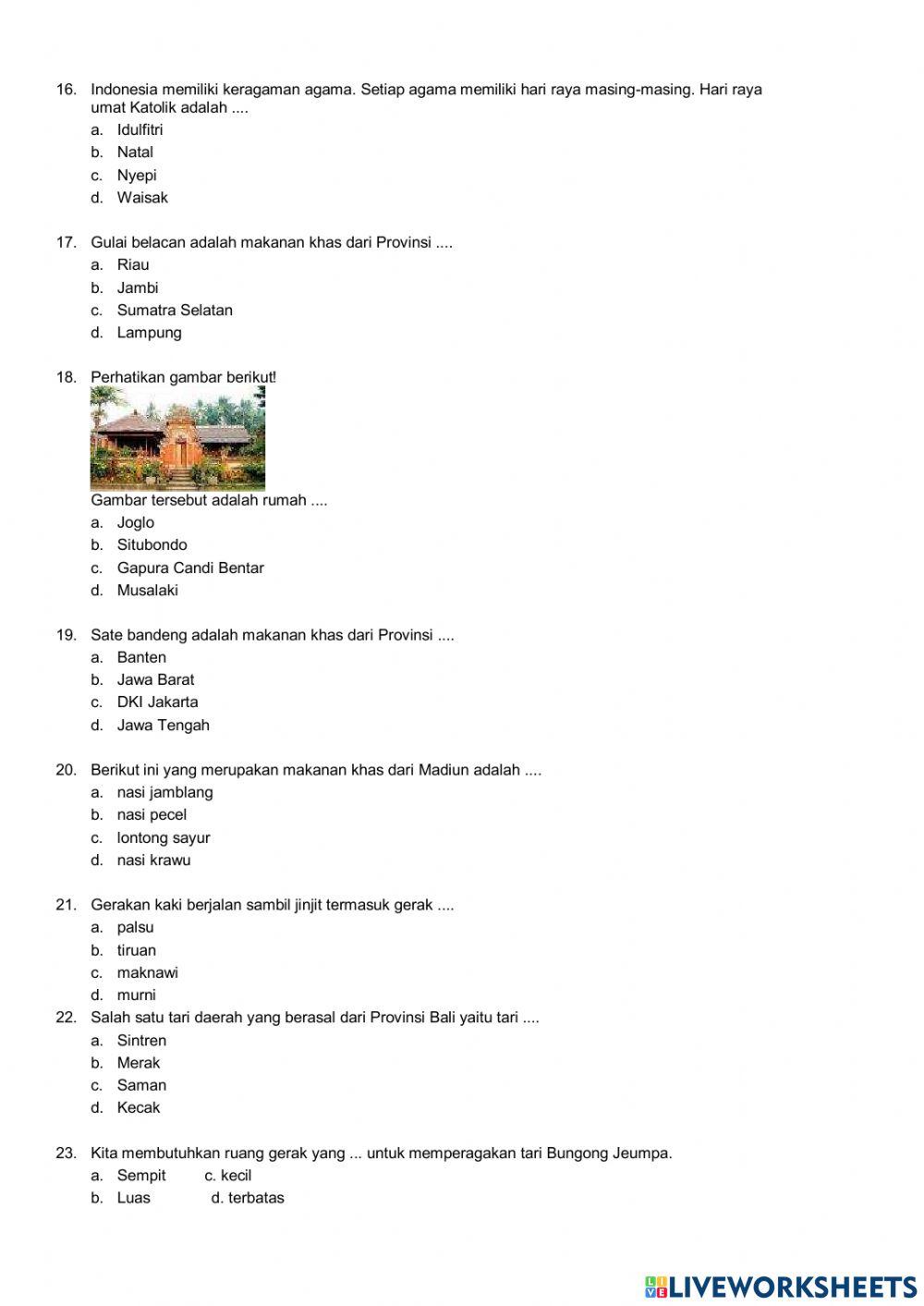 Latihan tema 1 kelas 4