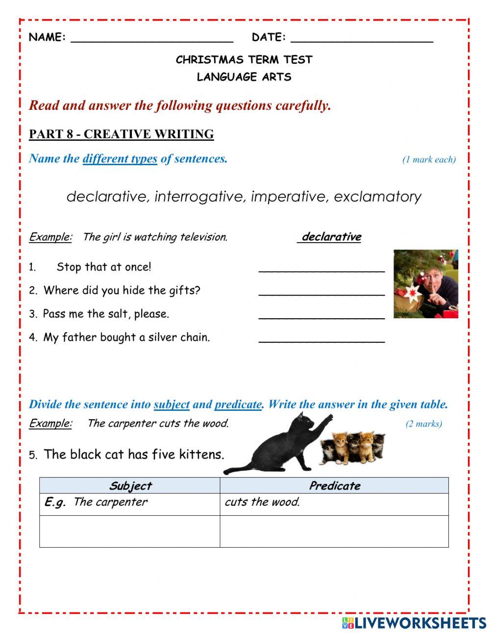 Creative Writing Christmas Term Test