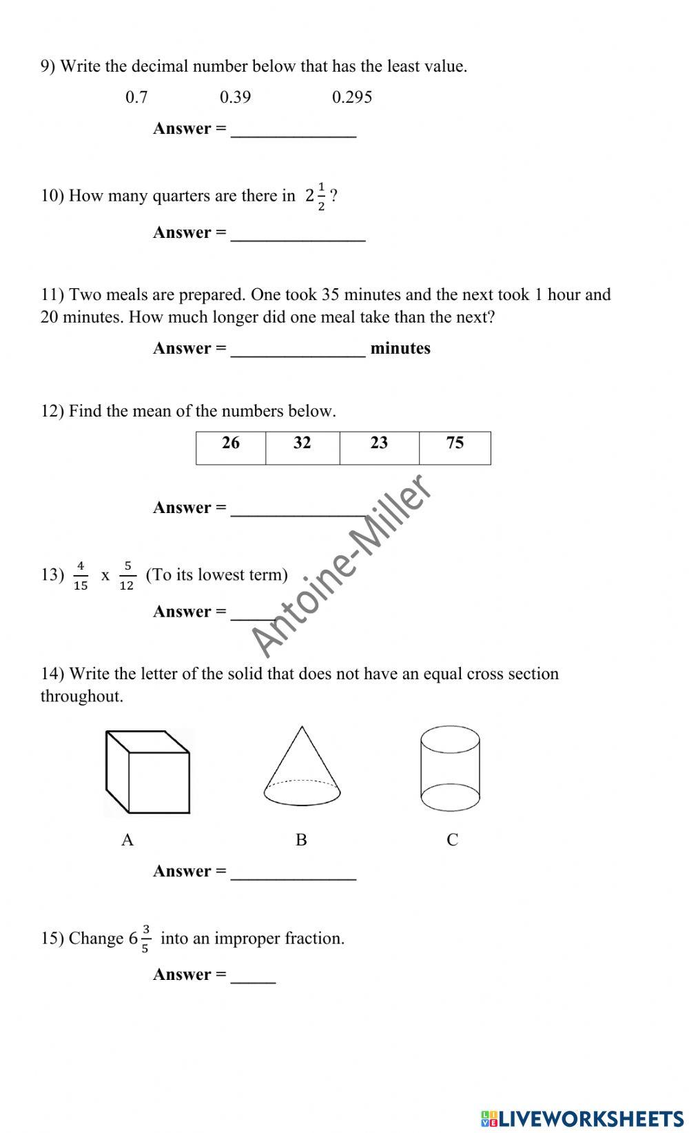 Std 5 Mathematics (long)