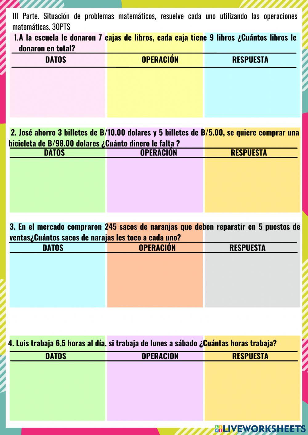 Operaciones Matemáticas