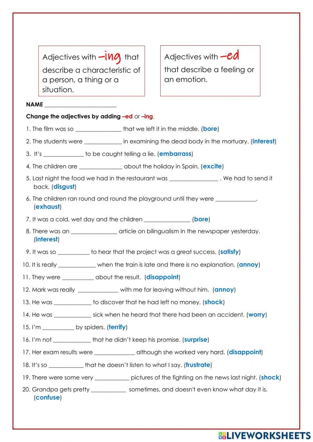 Unit 4: ADJ with -ing or -ed