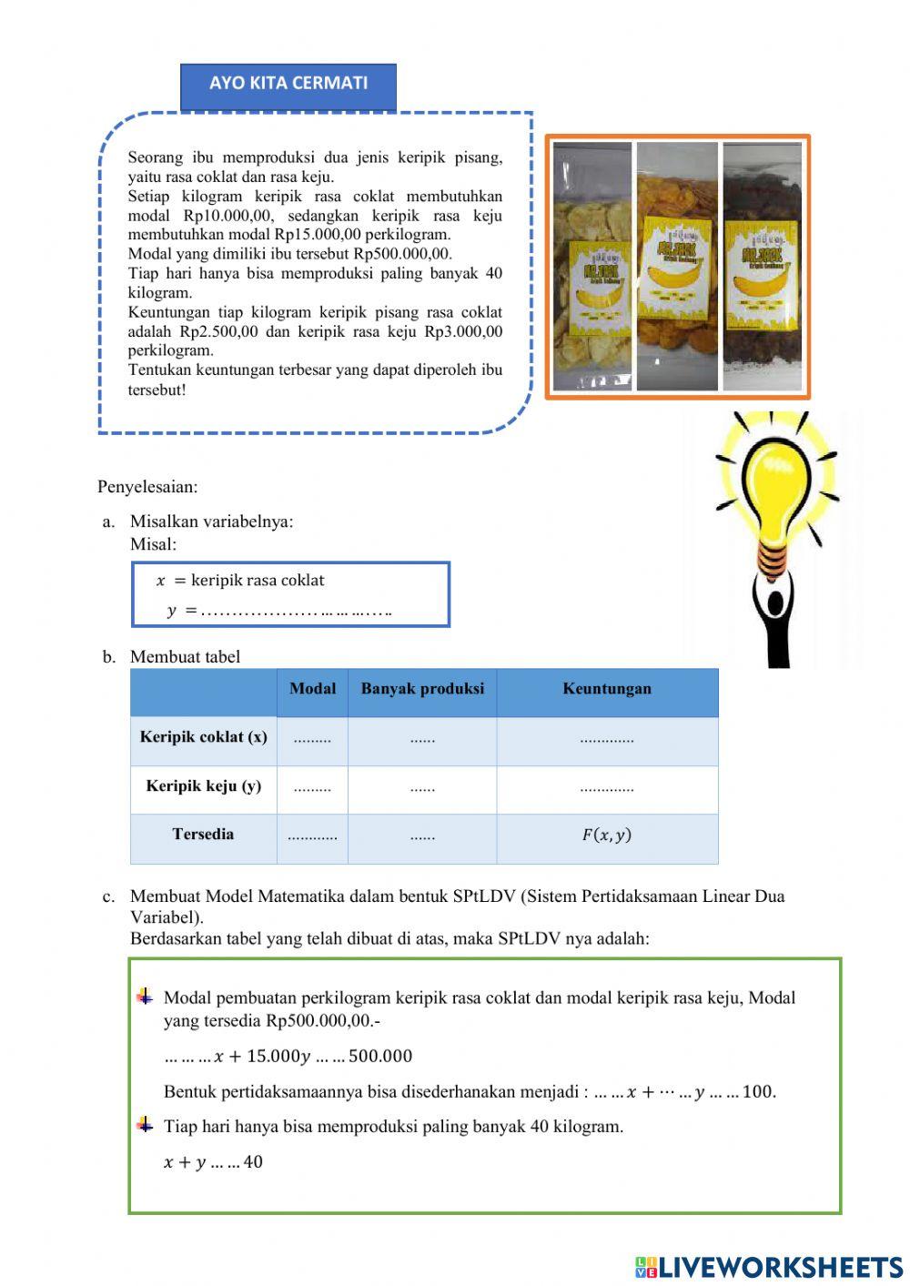 Lkpd program linear | Live Worksheets