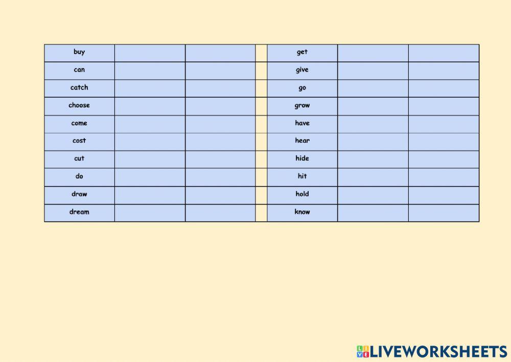 40 Irregular Verbs