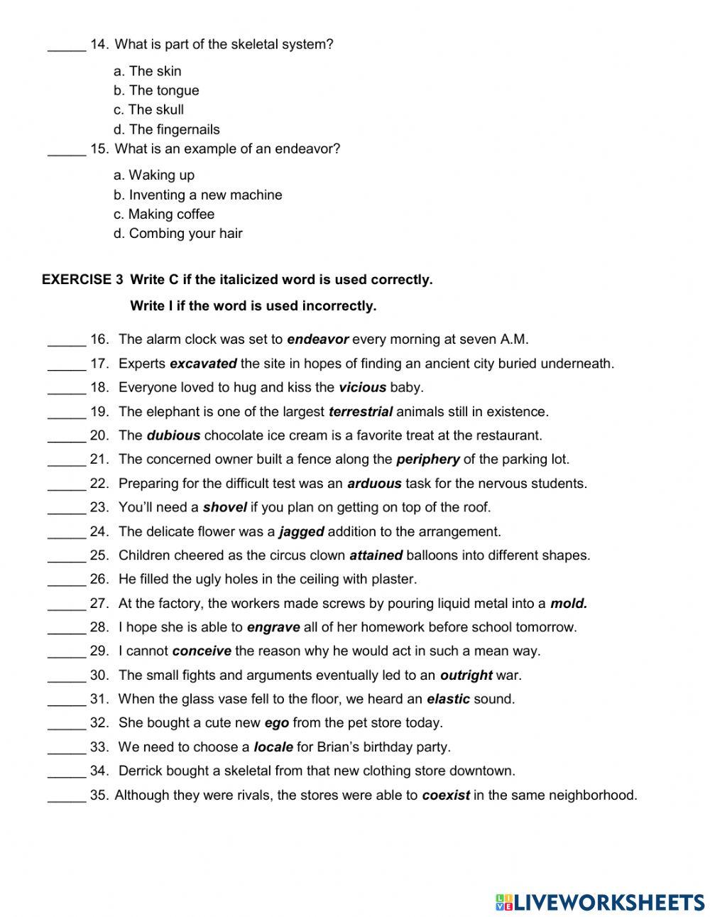 9-6-2  RC Fossils Vocabulary Exercises