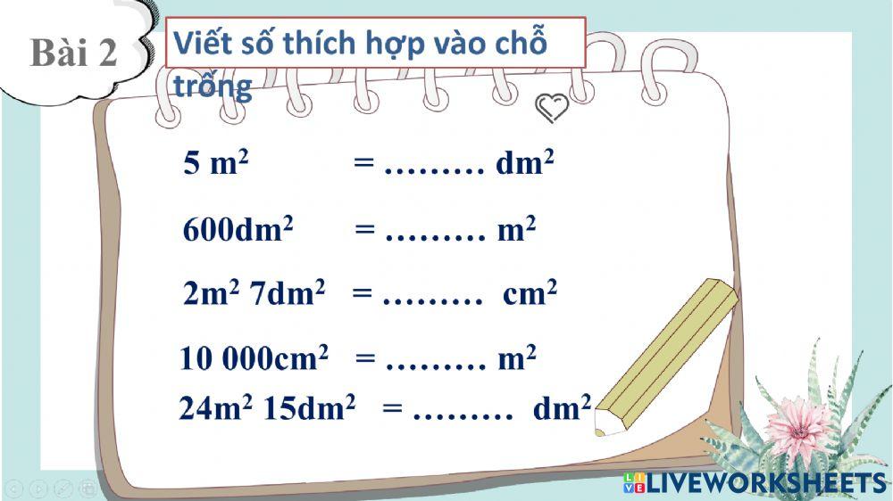 Bài tập Mét vuông