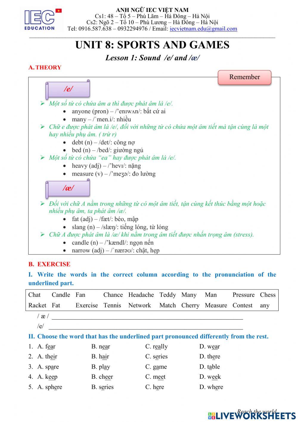 Unit 8 :Grade 6 : Sports And Games