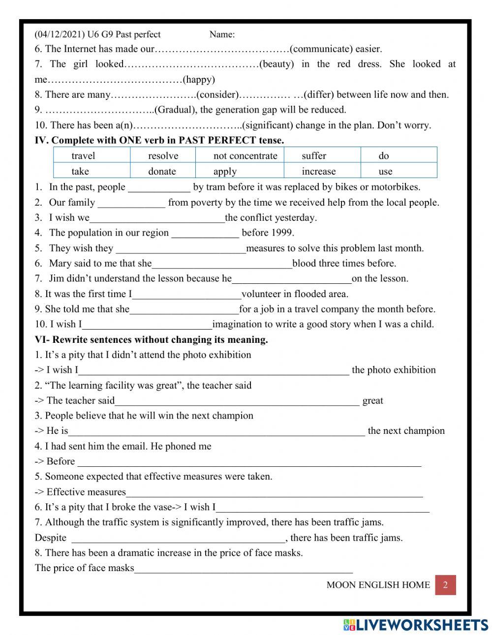 Grade 9A- Unit 6- Now and then