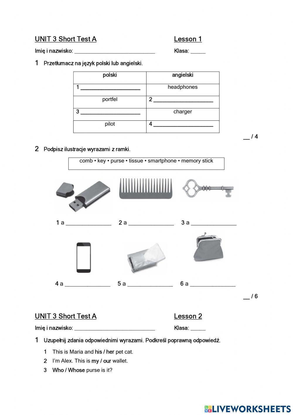 Brainy Klasa 4 Unit 3 BRAINY 4 Unit 3 Lesson 1-2 worksheet | Live Worksheets
