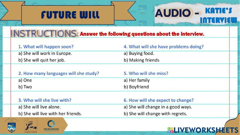 LISTENING TEST 3 - FUTURE TENSES - SECOND SEMESTER 2021-2022