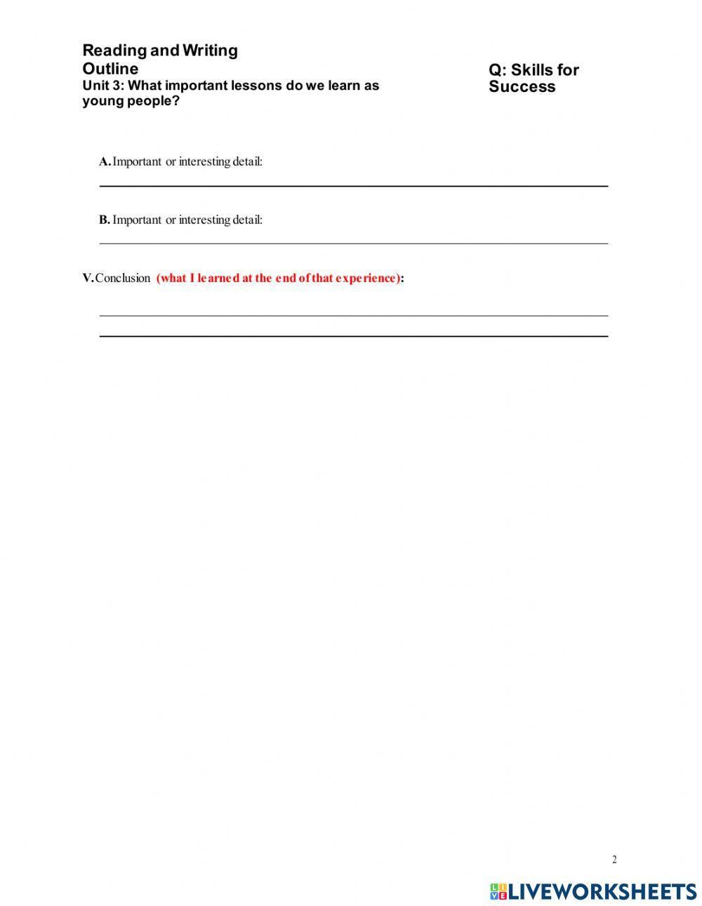 Reading and writing outline unit 4 writing a narrative essay Reading and writing outline unit 4 writing a narrative essay