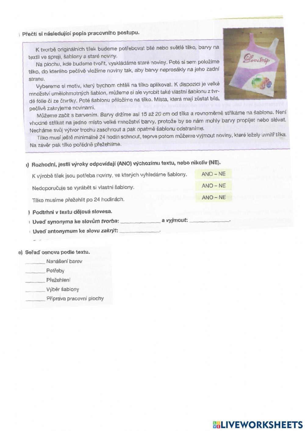 Popis pracovního postupu podle Tacktiku