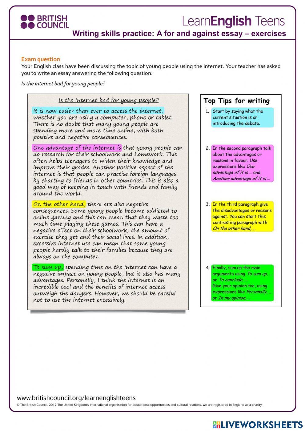For and against essay