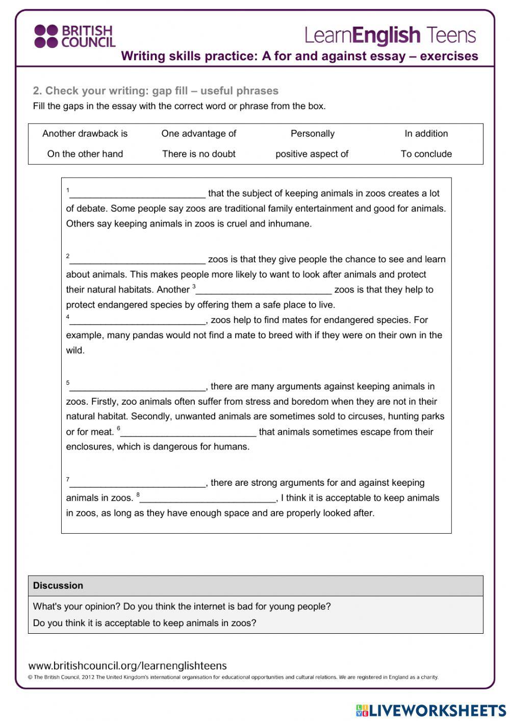 For and against essay