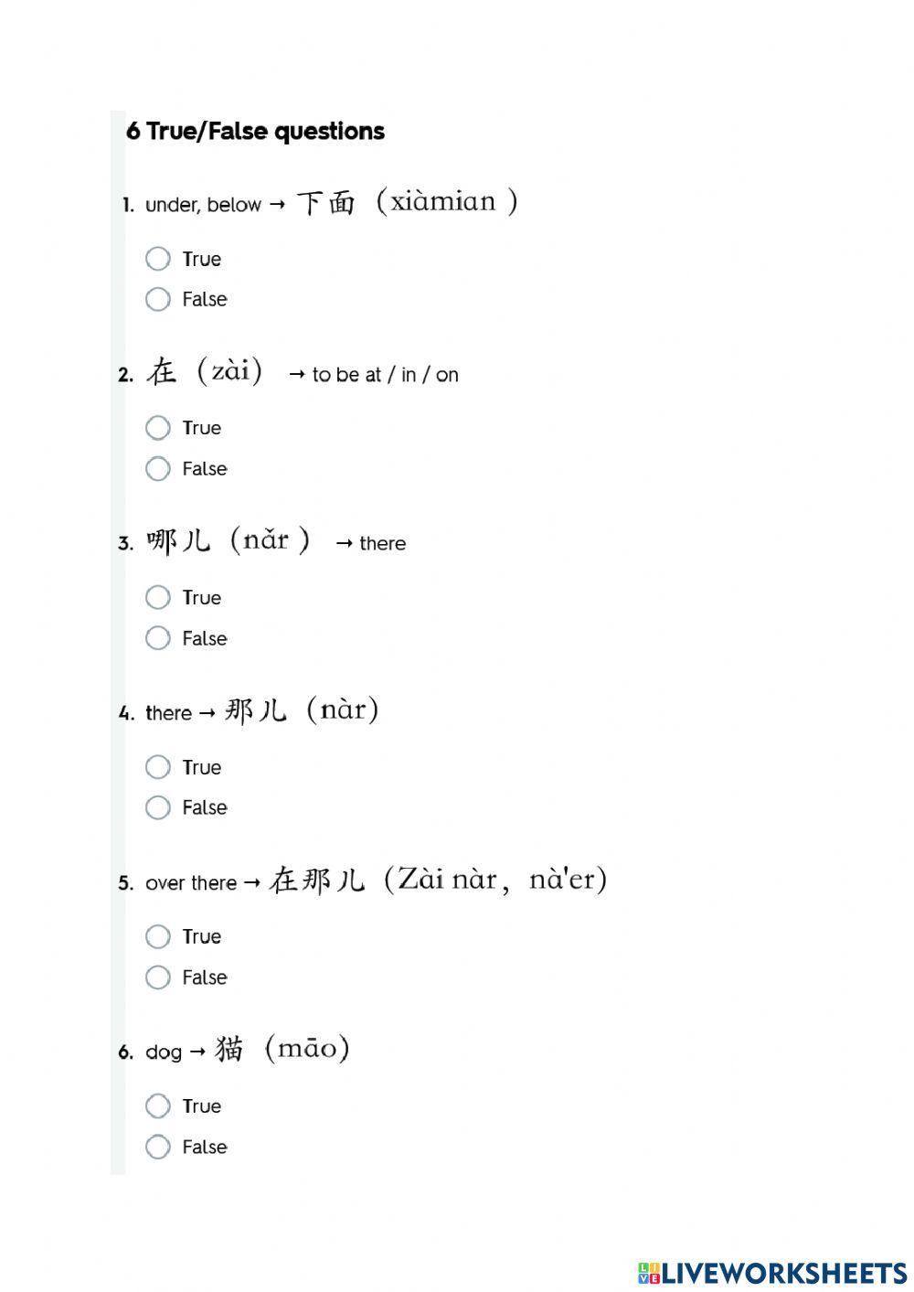 HSK 1 Lesson 9 Text 1 worksheets (e)