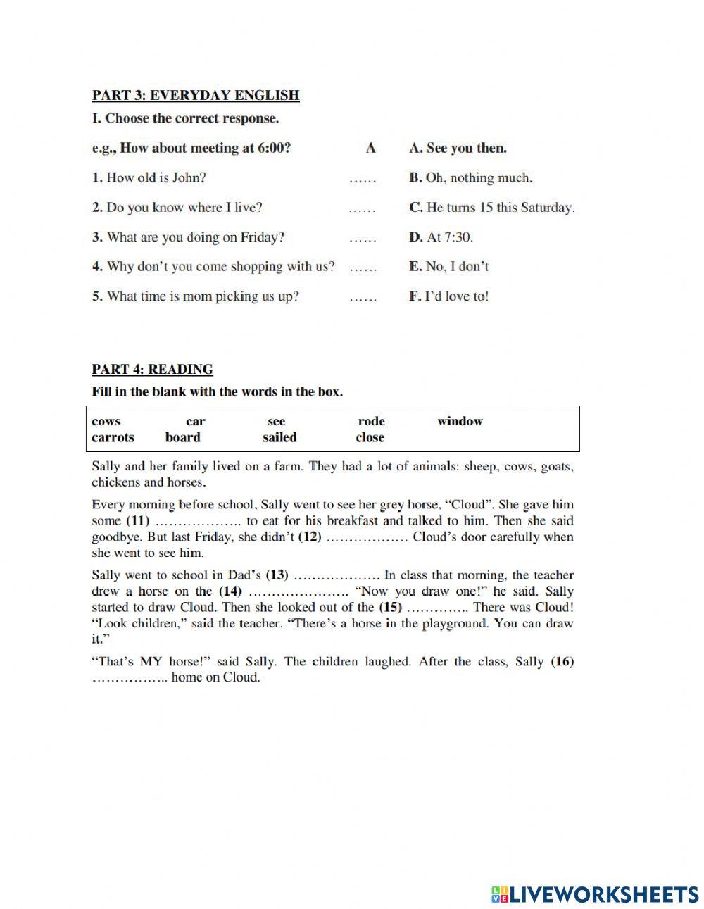 DS - Access 2 - Test 1 Reading