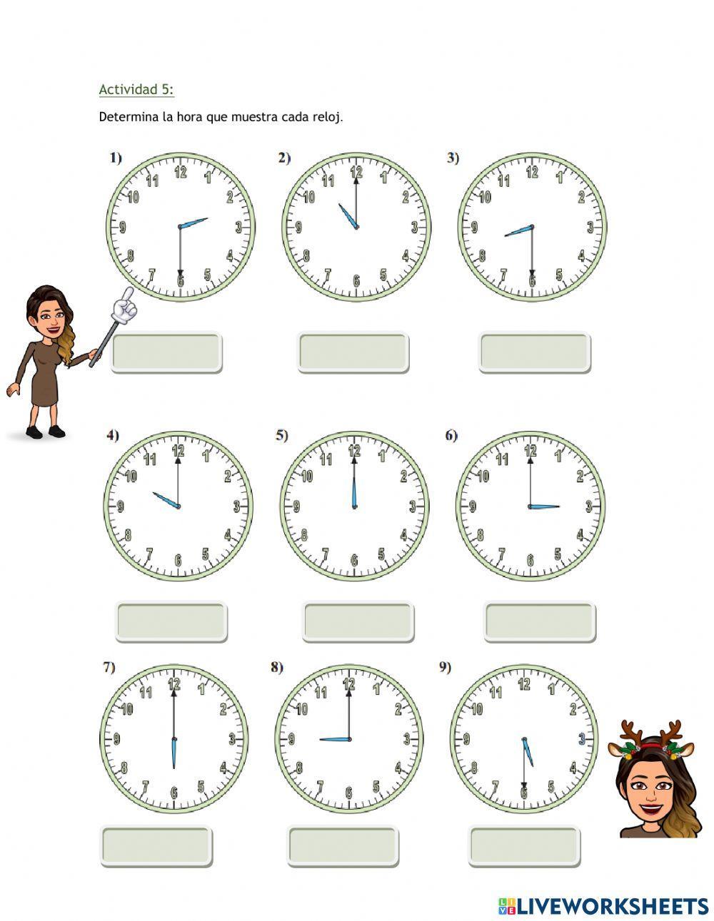 Guía de horas en relojes analógicos y digitales