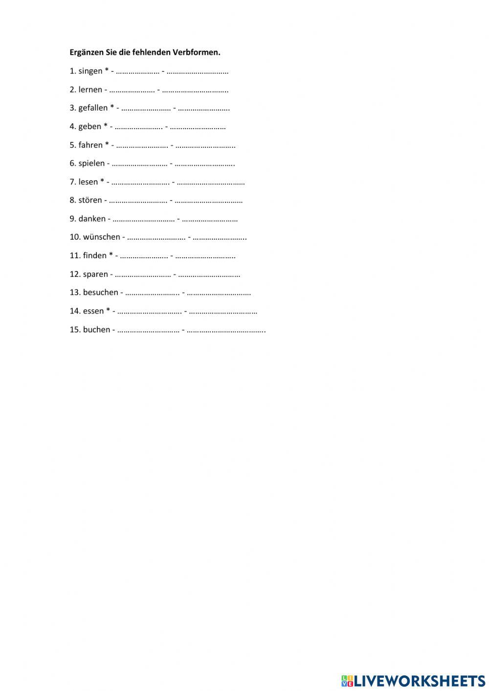 Drei Grundformen der Verben