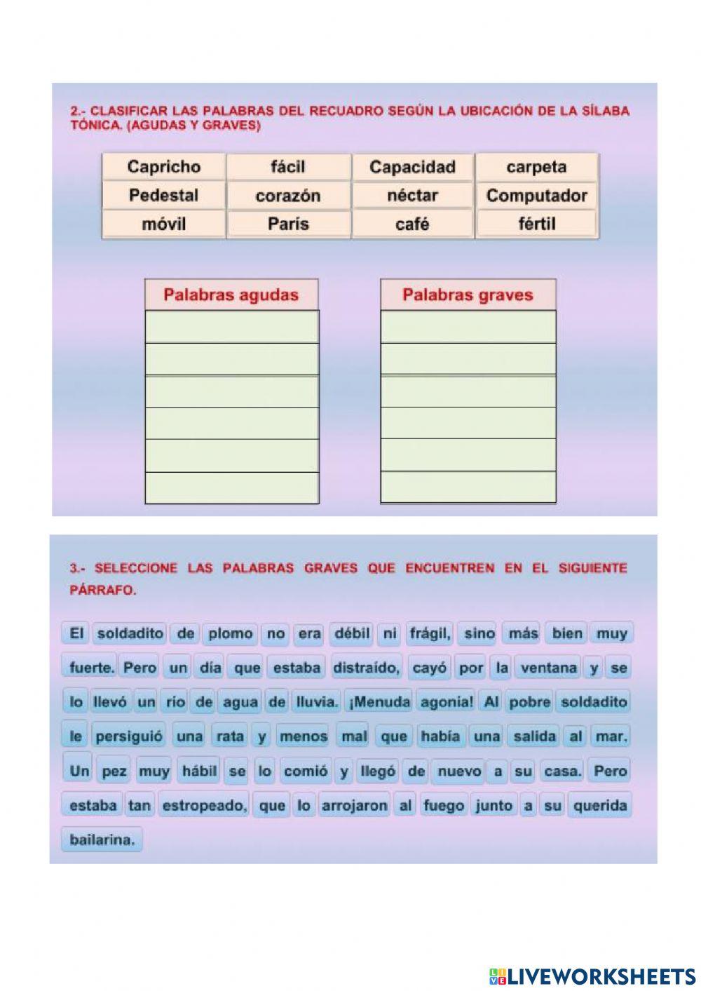 Palabras agudas y graves