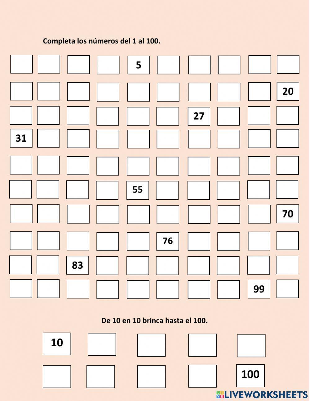 Contando del 1 al 100