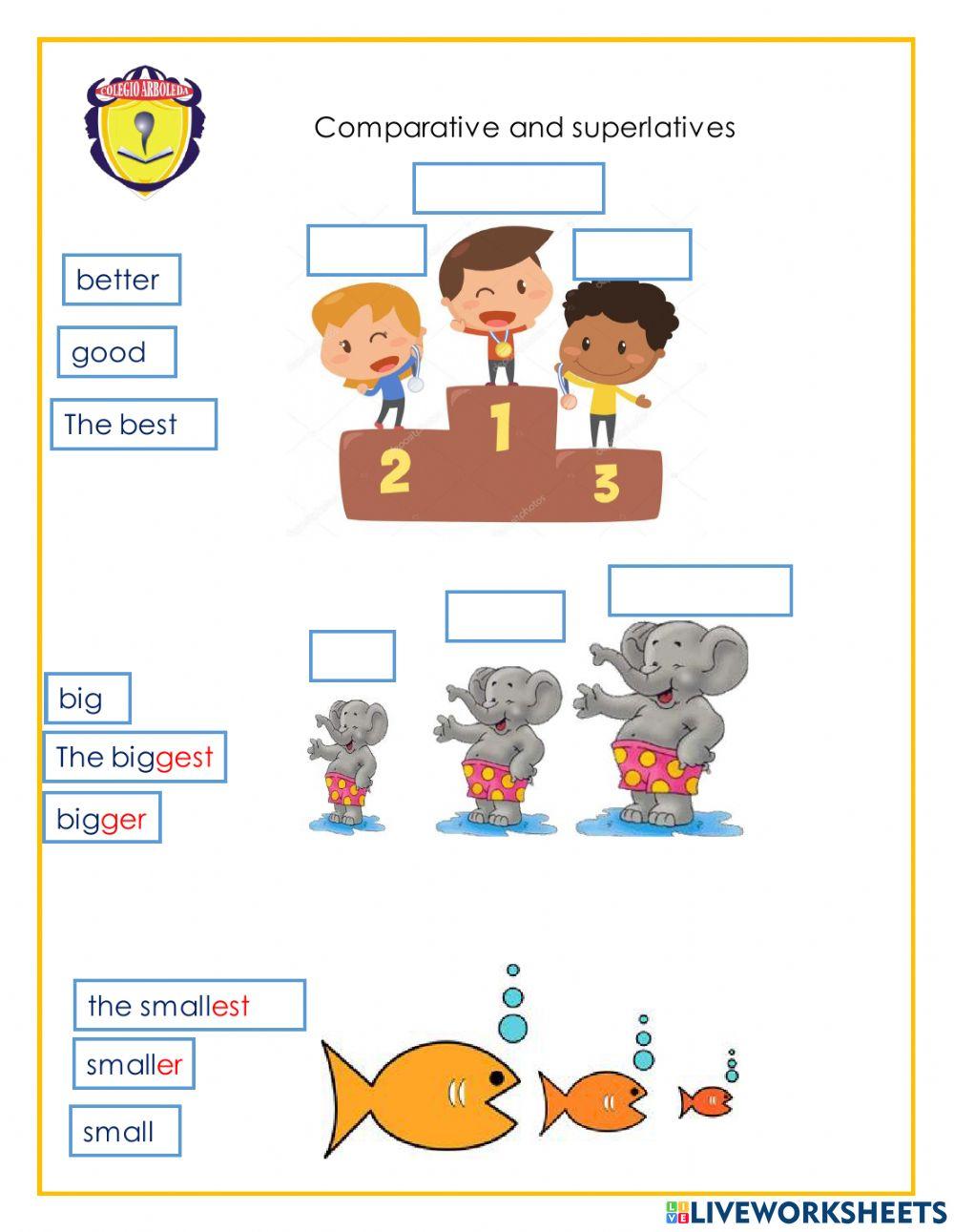 comparative and superlative for K-12 worksheets