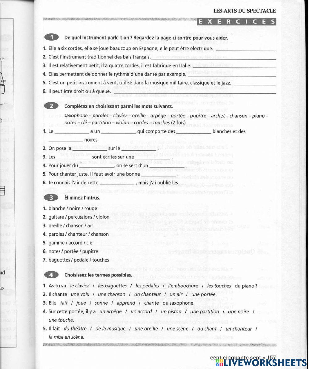 Vocabulaire Arts de la musique