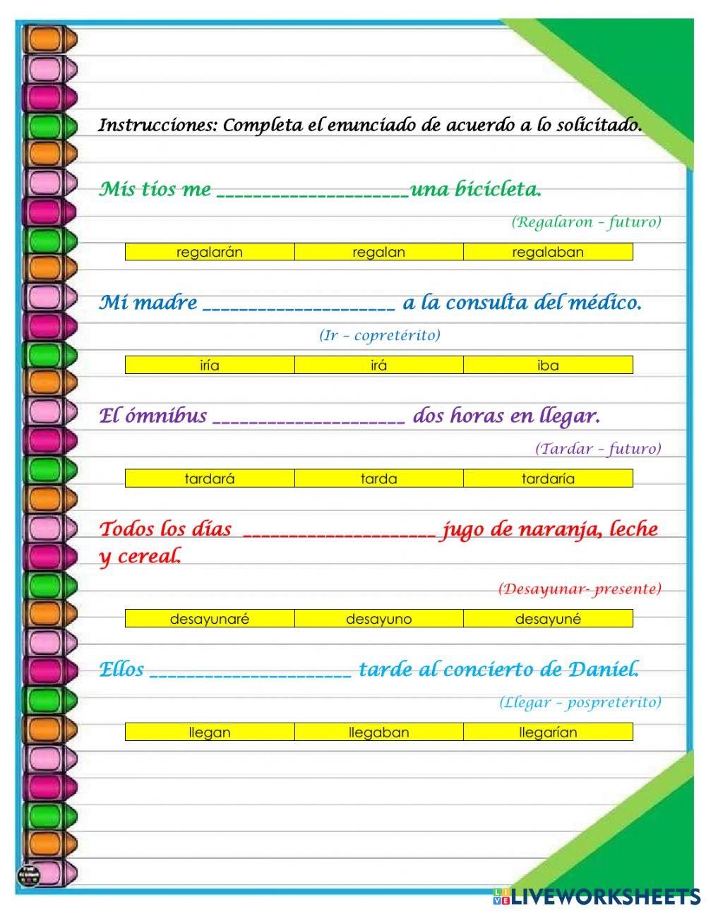 Indicativo tiempos simples