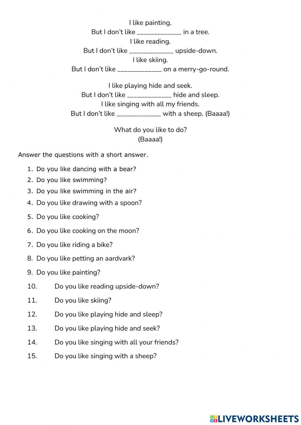 What do you like to do?