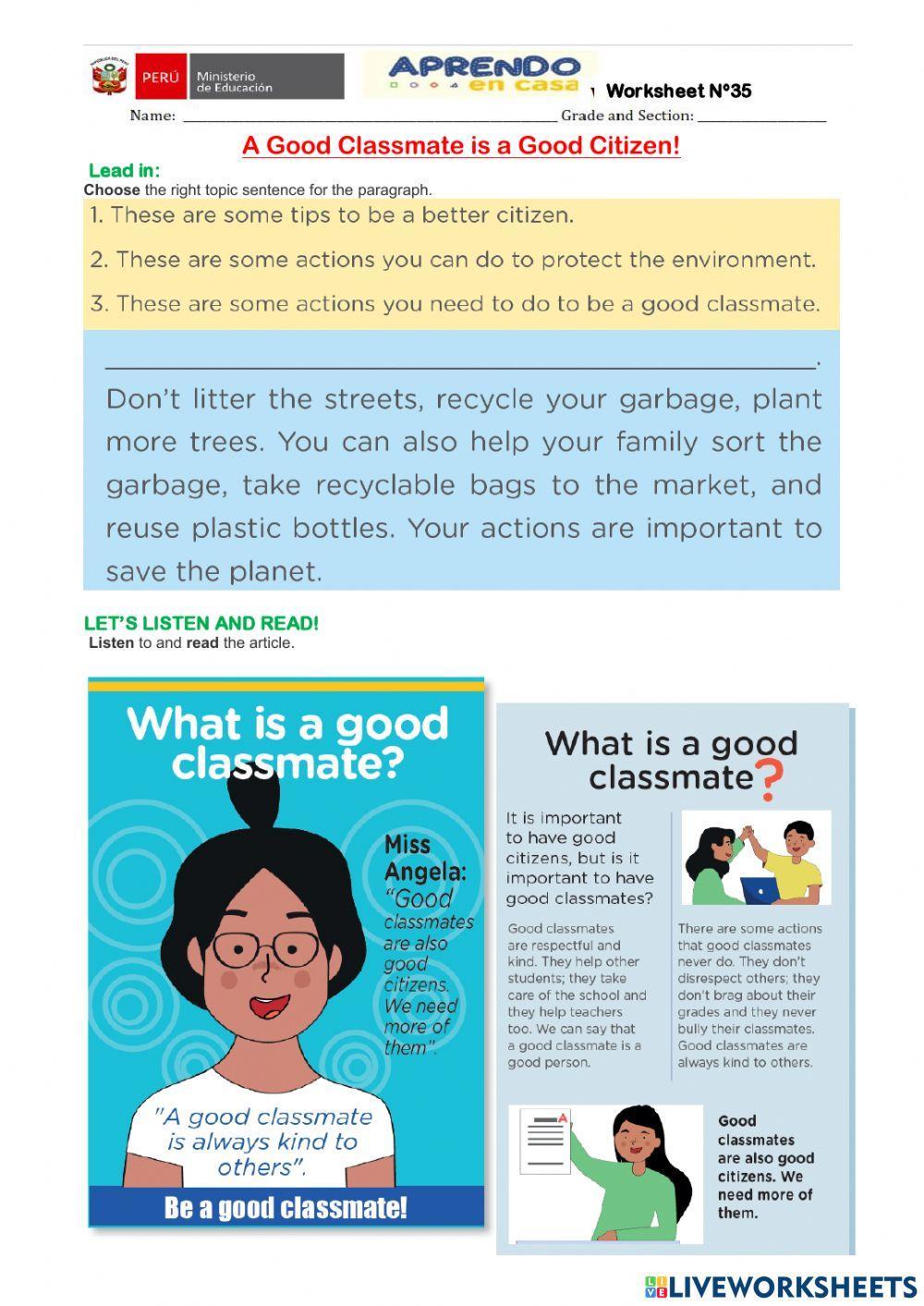 A Good Classmate is a Good Citizen!