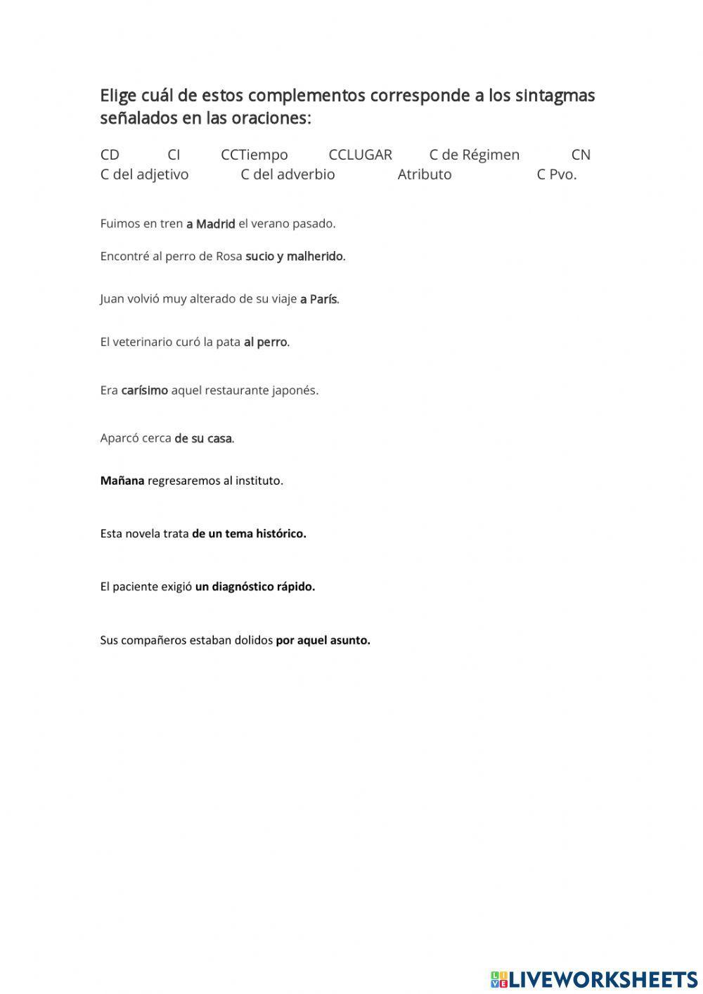 Sintaxis: complementos