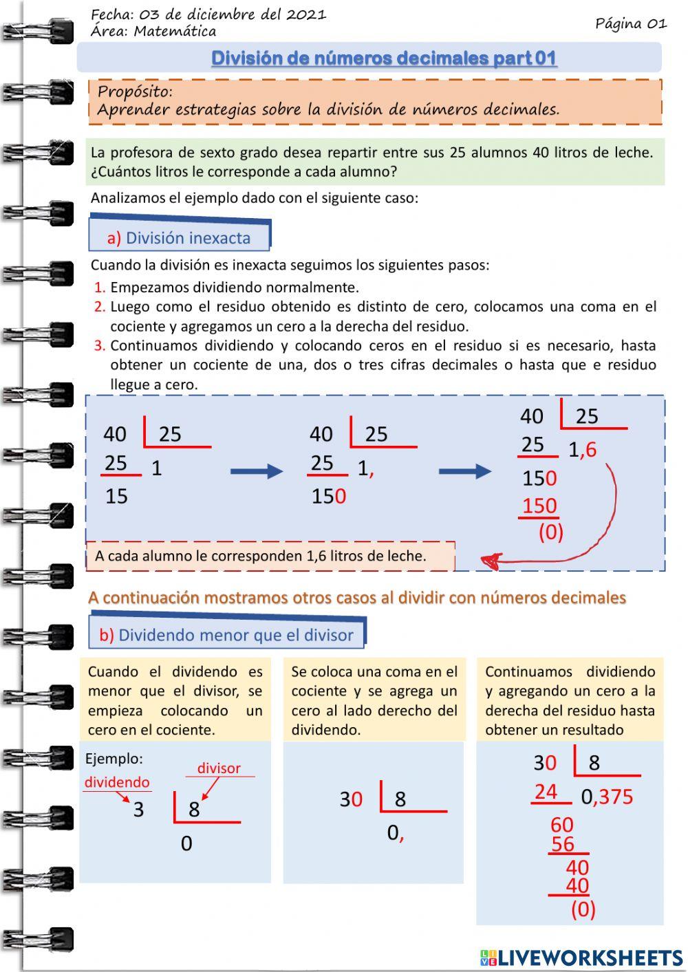 División de números decimales part 01