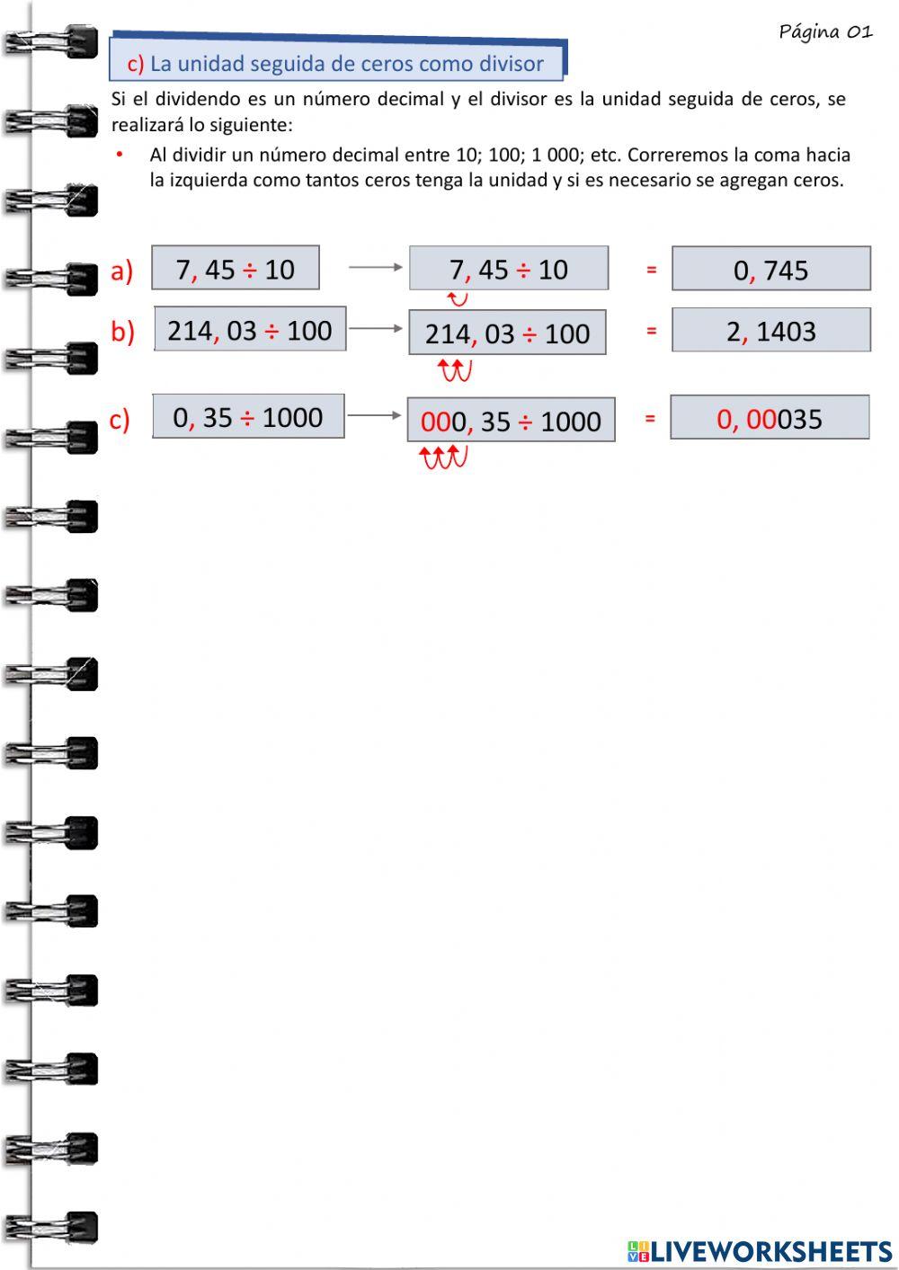 División de números decimales part 01