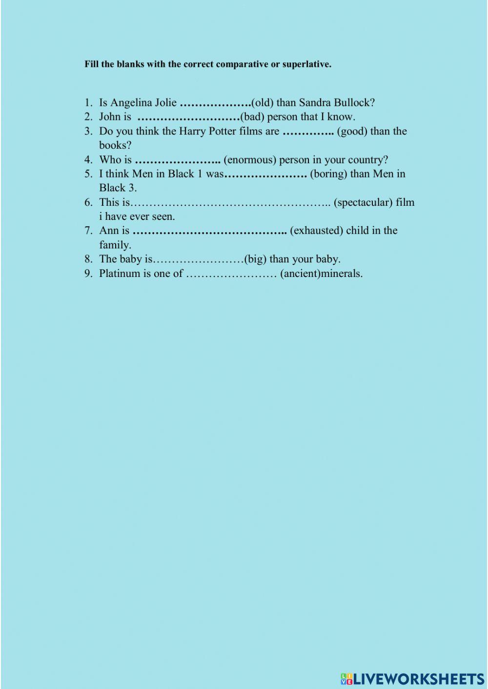 Compatives vs superlatives