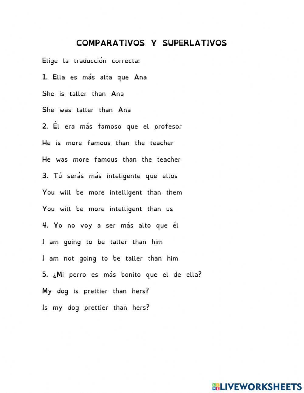 Comparativos y superlativos