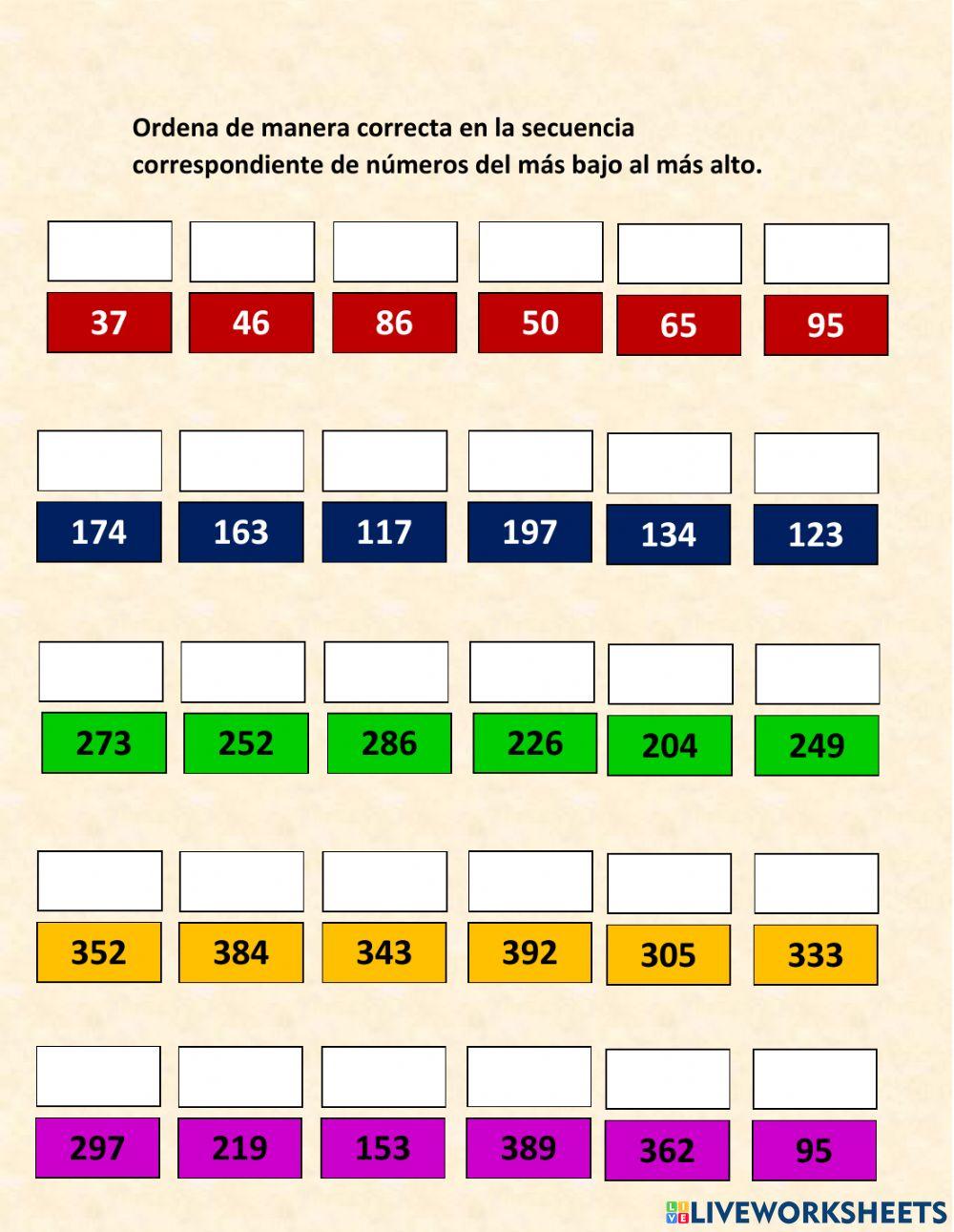 Posición de números