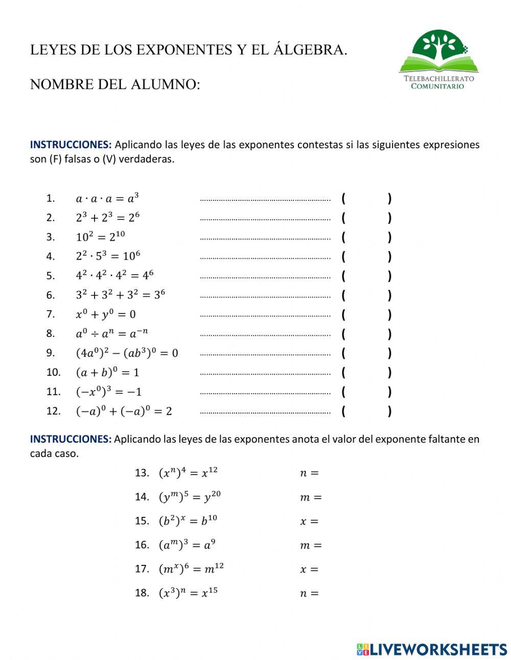 Leyes de los exponentes