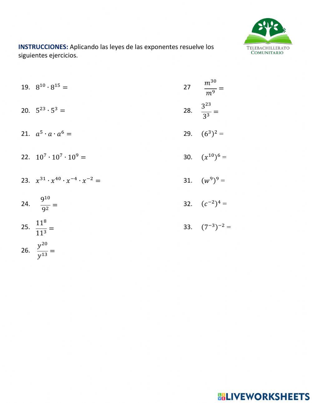 Leyes de los exponentes
