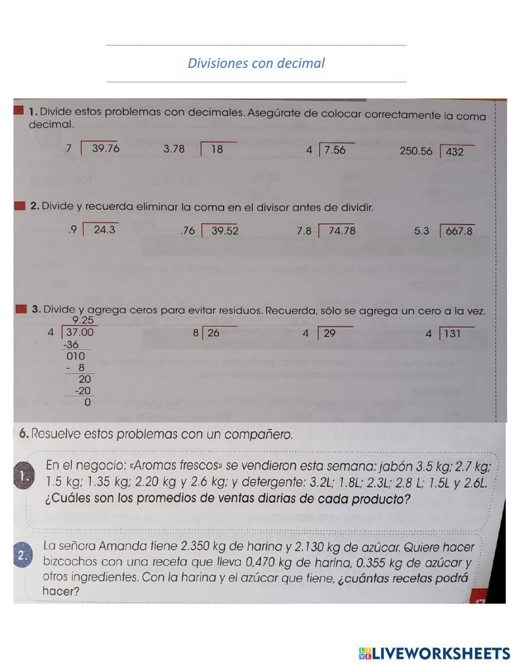 Divisiones con decimal