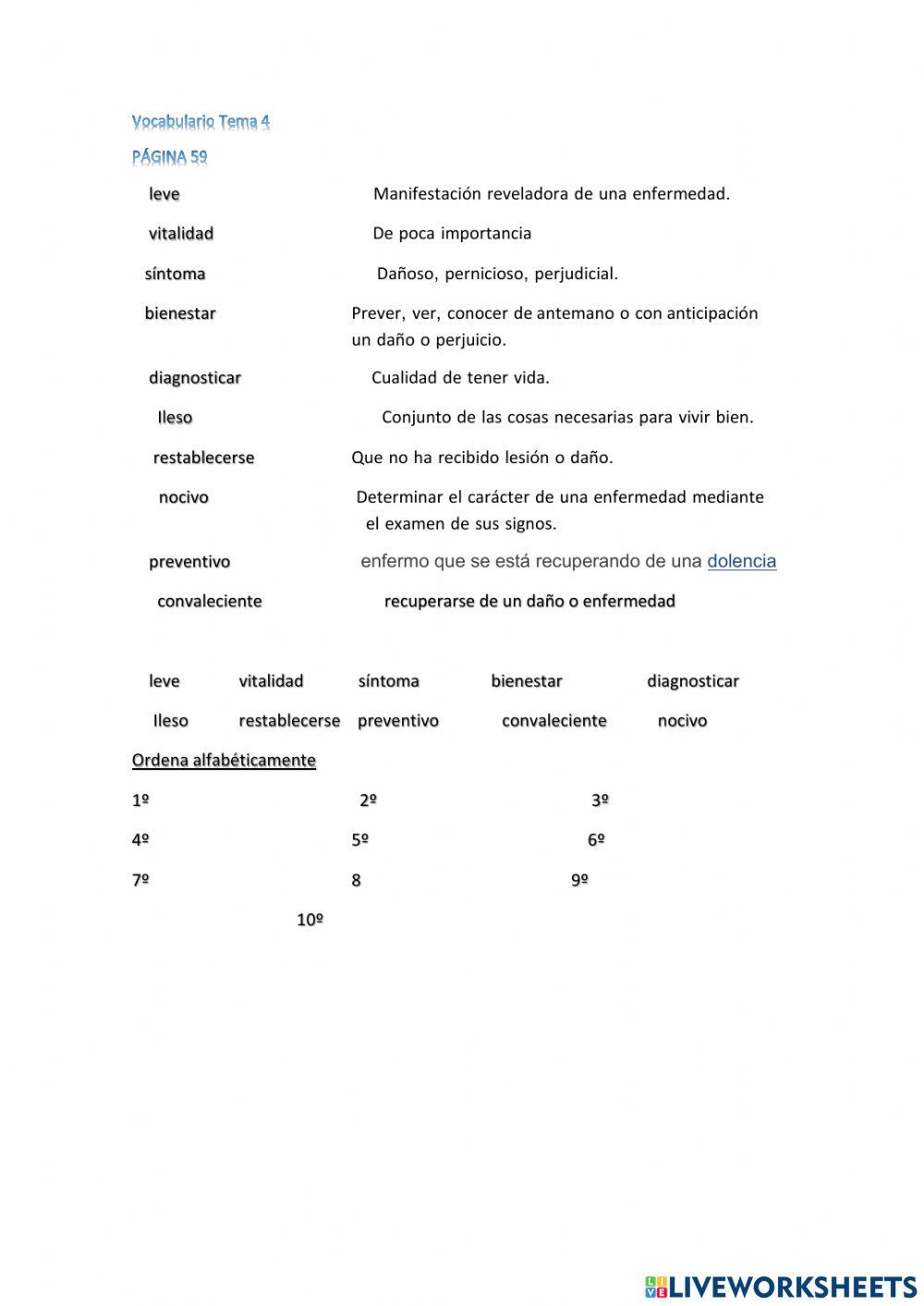 Vocabulario tema 4