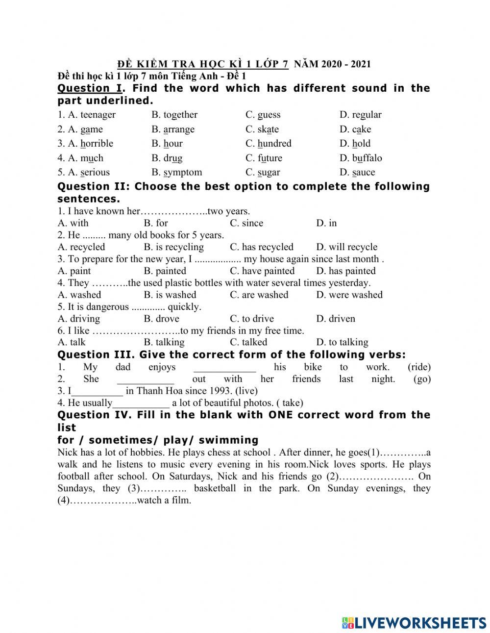 Sach Vo ChungKiem TraLop 7 hk1- bộ đề kiểm tra hk1 lớp 7