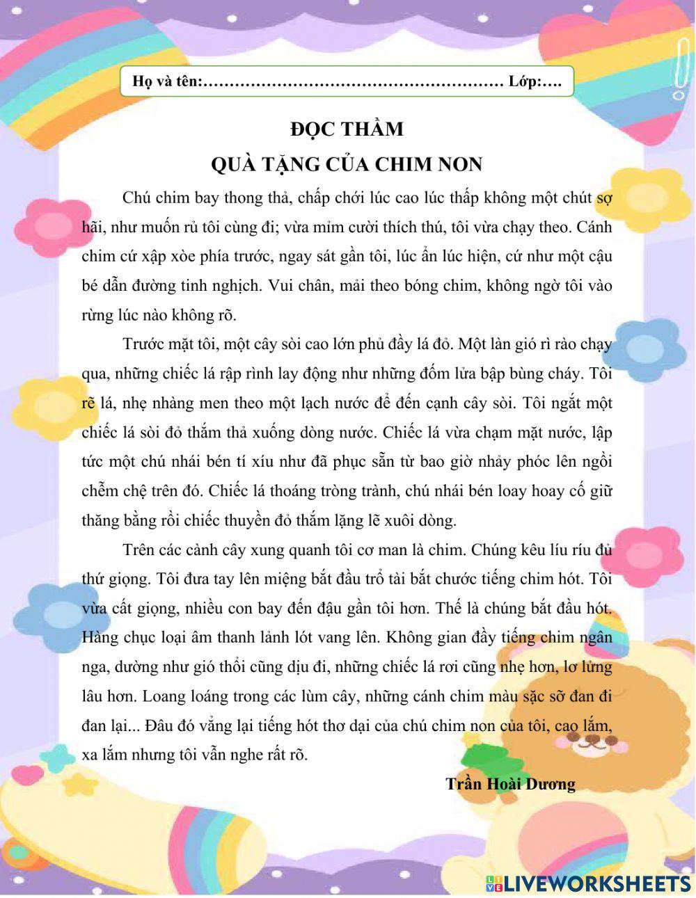 Quà tặng của chim non