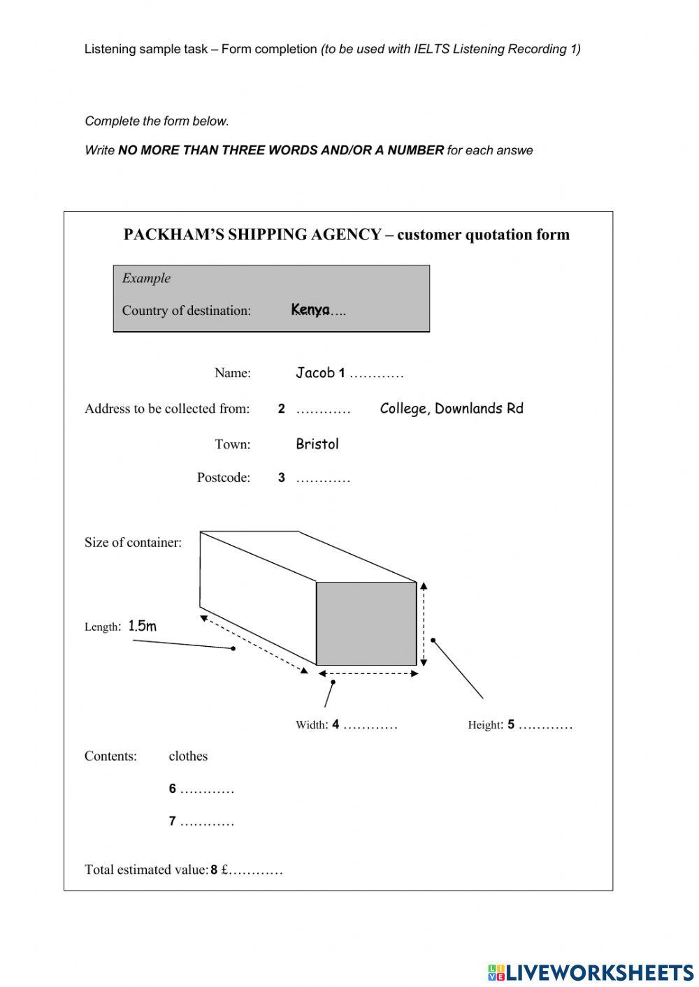 Ielts listening part 1