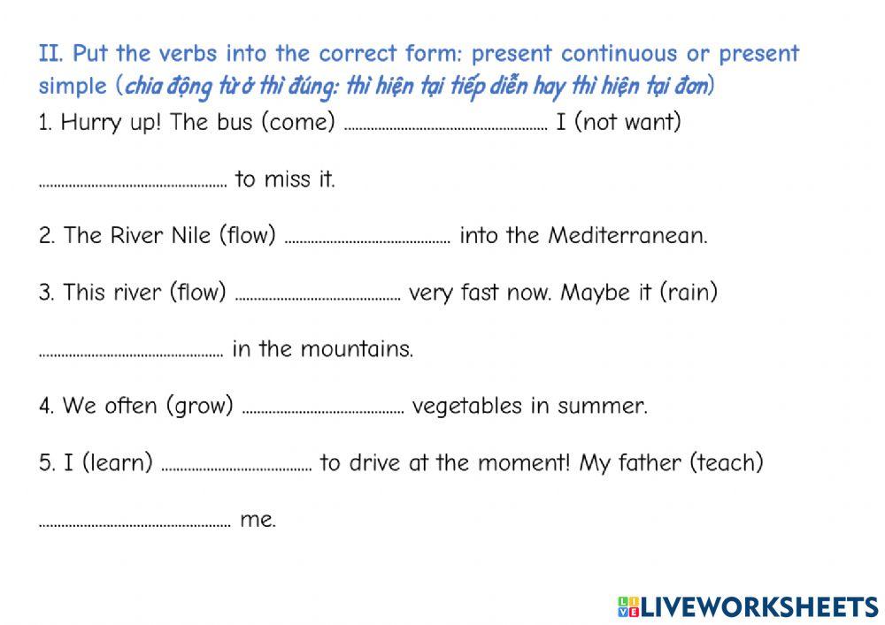 The Present Simple and The Present Continuous Tenses