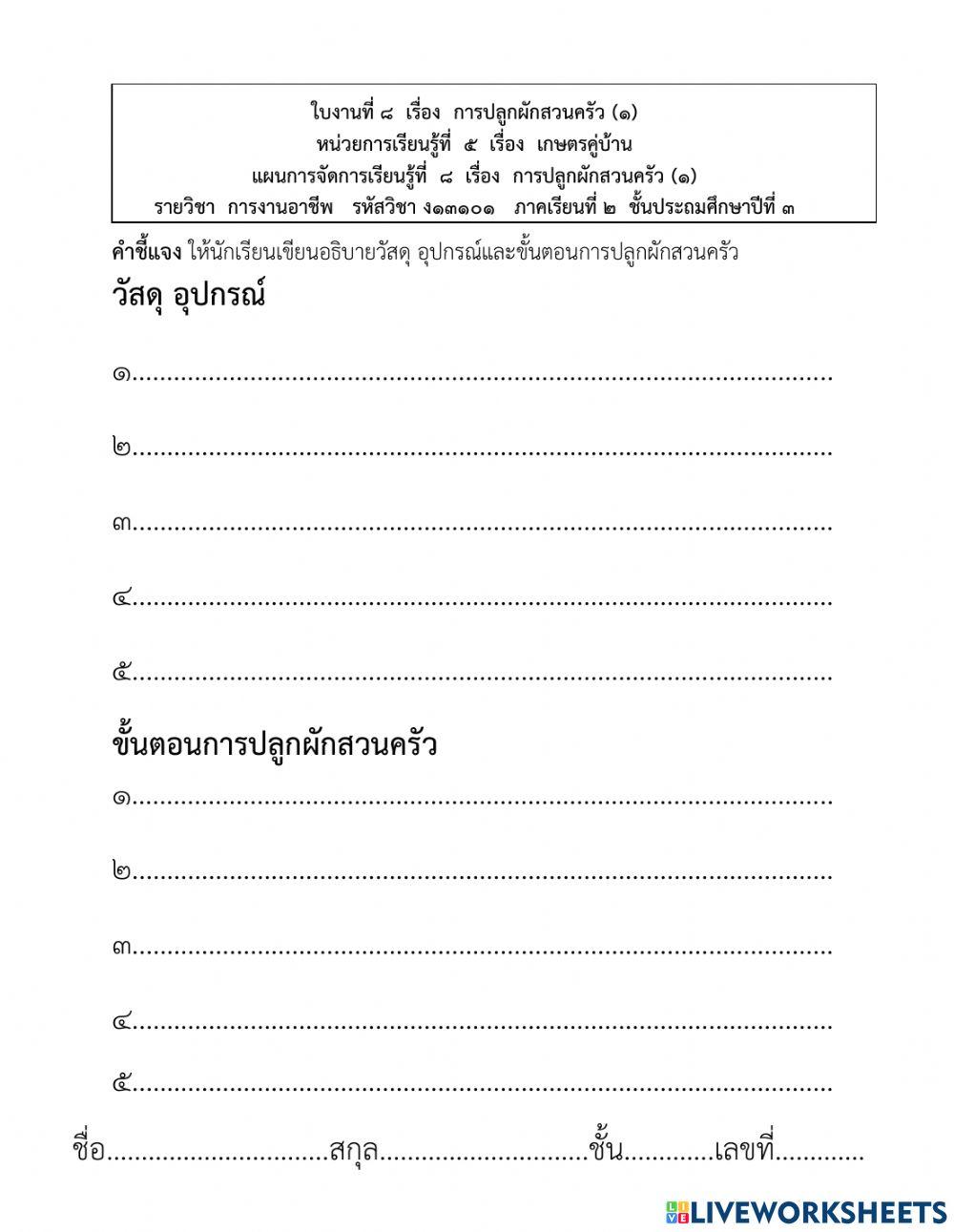 การปลูกผักสวนครัว