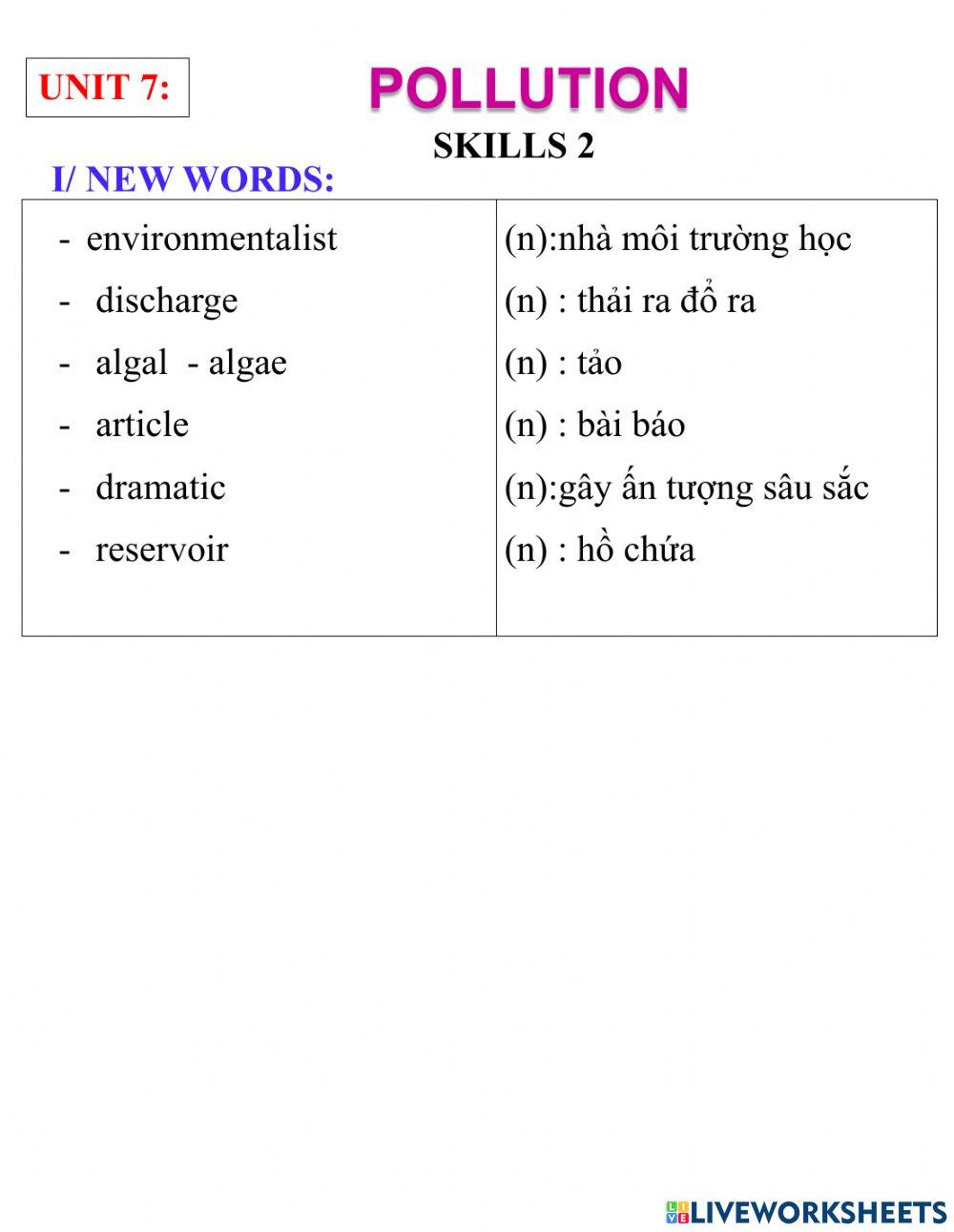 English 8- unit 7 - skills 2