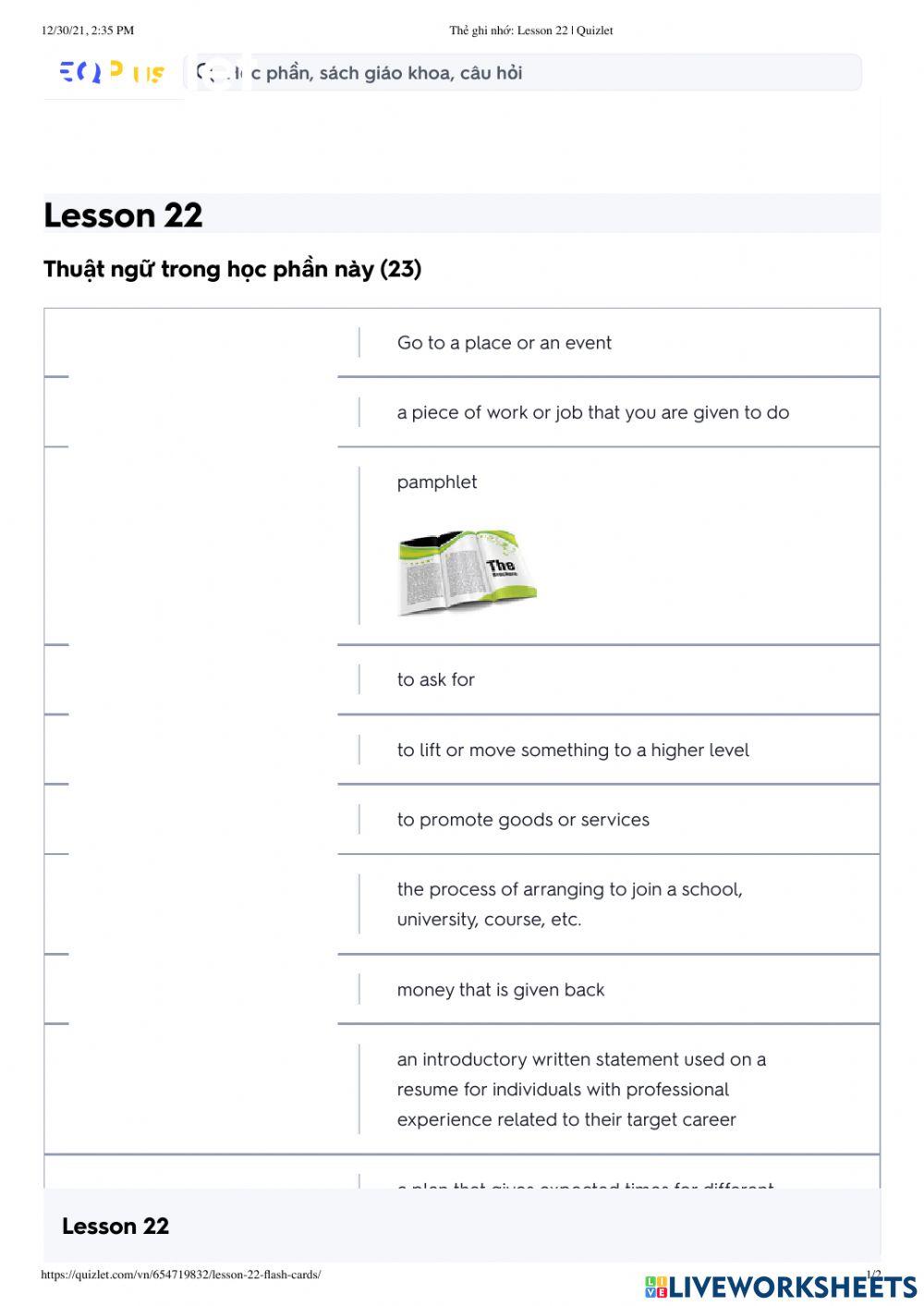Lesson 23 online worksheet | Live Worksheets