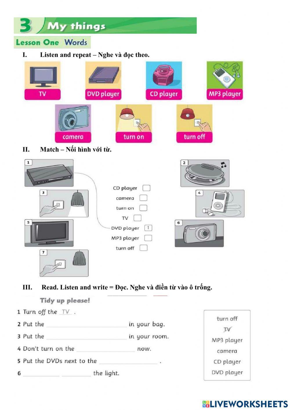 Unit 3 - Our Thing - Lesson one - Words
