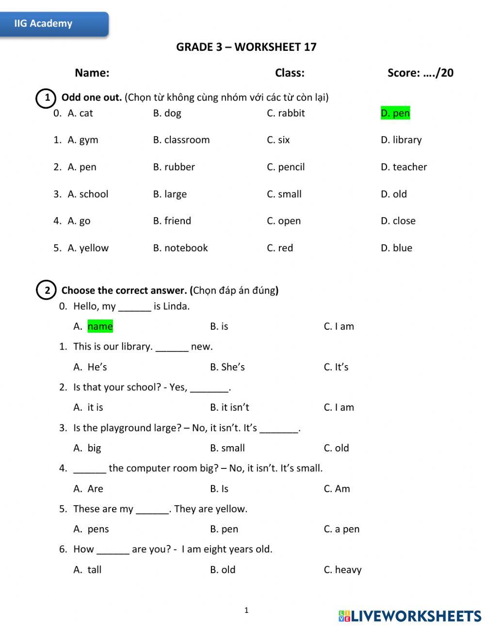 IIG-Grade 3-Worksheet 17