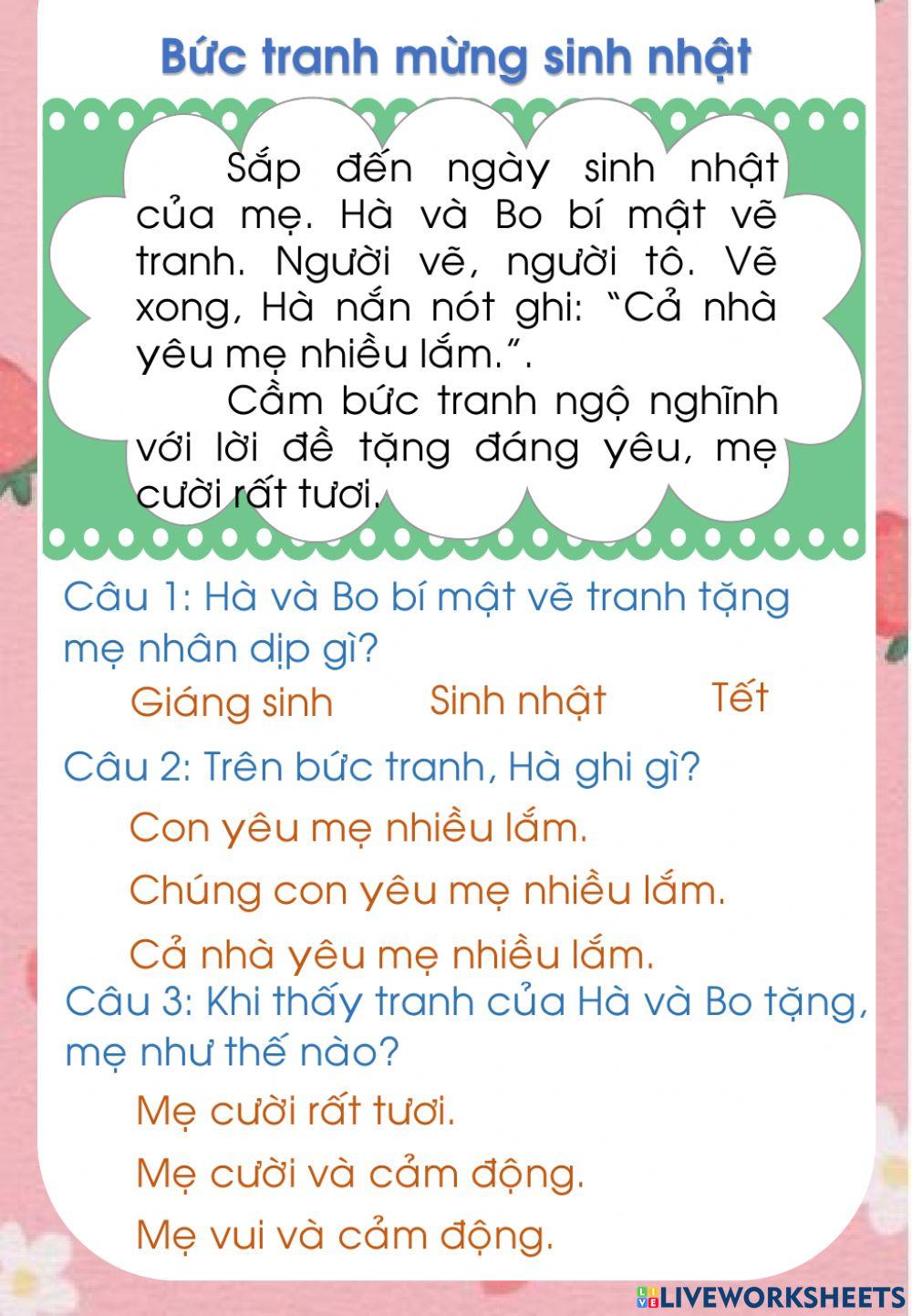 Phiếu ôn Tiếng Việt tuần 15