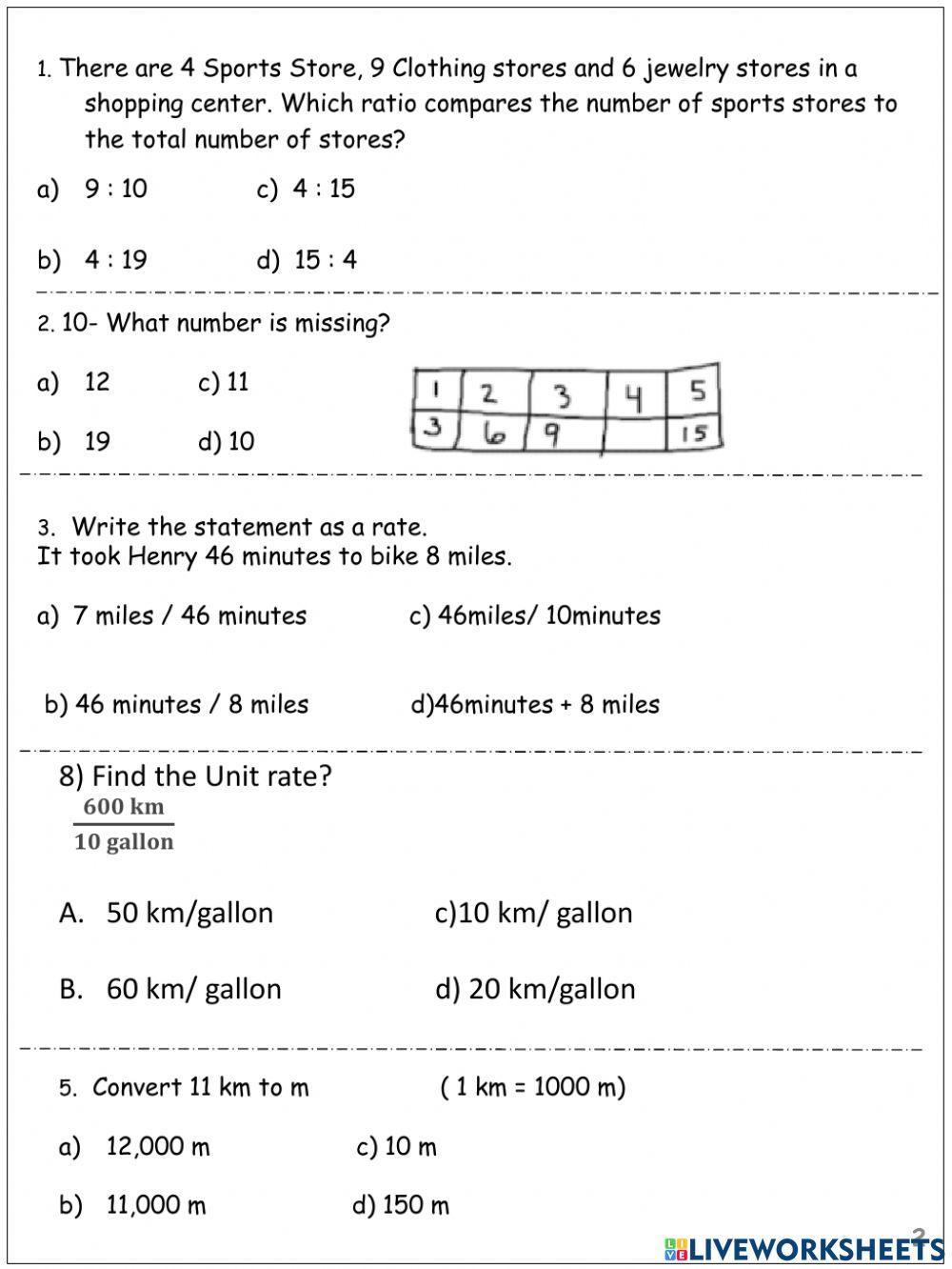 Rates and Ratios